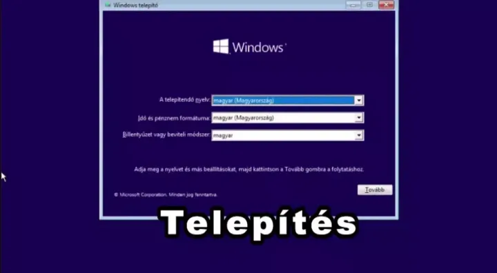laptop windows telepítés
